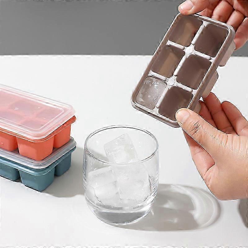 3 Pack Flexible Silicone Mini 6 Blocks Ice Tray Mold With Lid Ice Cube Box