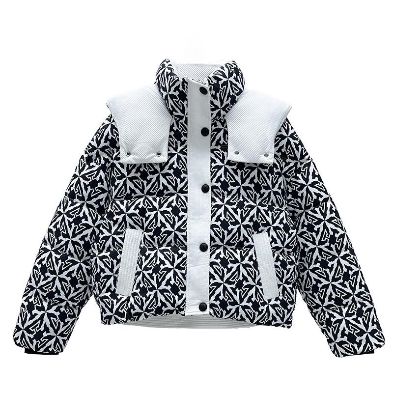 Women's Cotton-padded Coat New Loose Winter Warm Fashion Printed Coat Thickened Hooded Cotton-padded Coat for Small Size