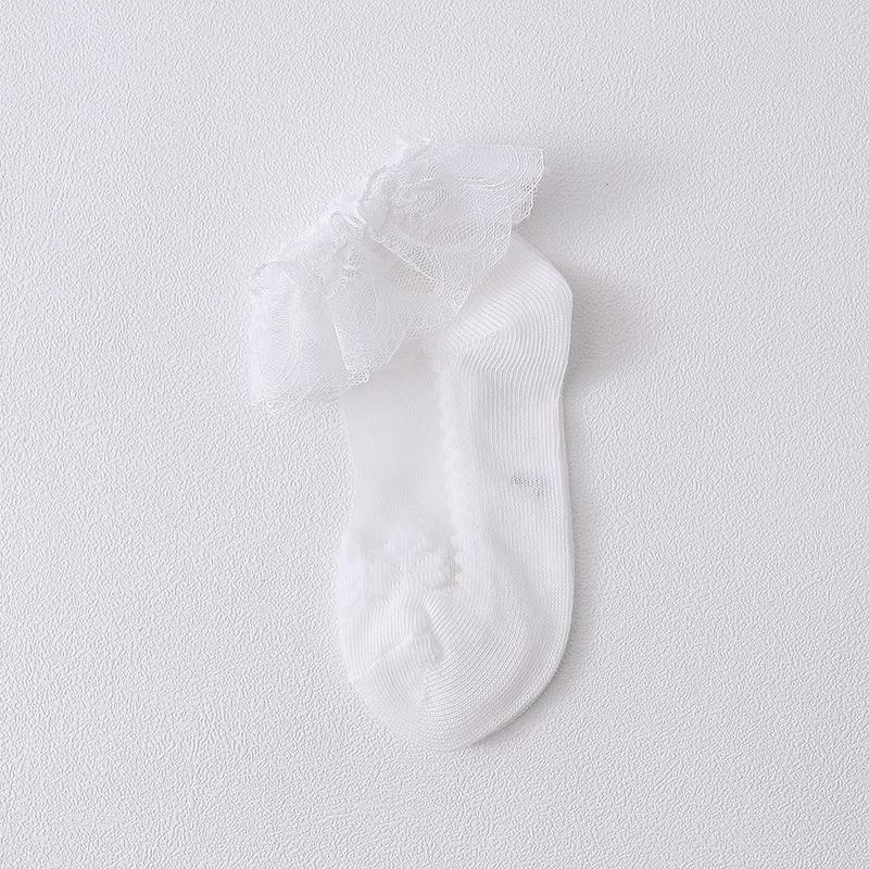 Girls Summer Ultra Thin Crystal Sheer Lace Ruffle Socks Princess Frilly Ankle No Show Socks For Kids Age 0-8 Years