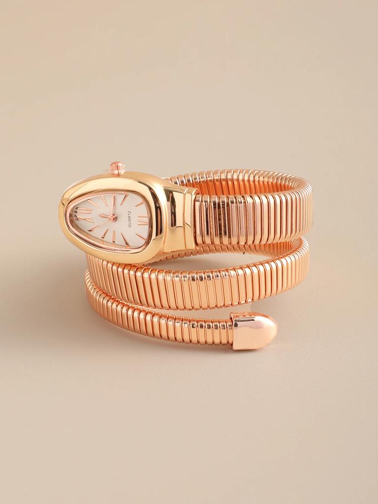 1pc-High Quality and Fashionable Women's Snake Head Alloy Case Exquisite and Luxurious Quartz Women's Watch