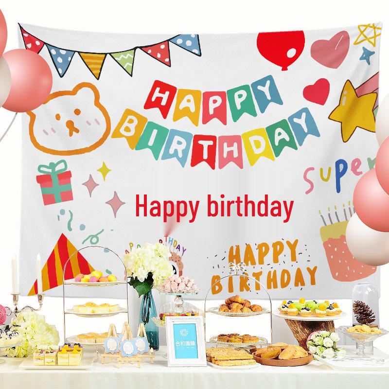 Занавеска-фон для детского дня рождения - Праздничный плакат, реквизит для фото для создания праздничной атмосферы