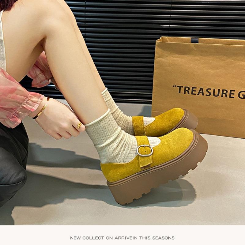 Стелька Увеличивающая рост обувь Женские туфли на высоком каблуке Толстая подошва Неглубокие одинарные туфли Универсальные маленькие кожаные туфли