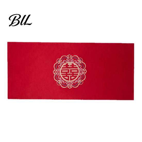 Satin Dust Cover for Furniture Chinese Wedding Nightstand Burgundy Bedside Table Dustproof Cloth Bedroom Decor