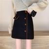 2025 Шерстяная Юбка А-силуэта с высокой талией - Женский Большой размер, Однобортная, Приталенная Короткая Юбка для Осени/Зимы