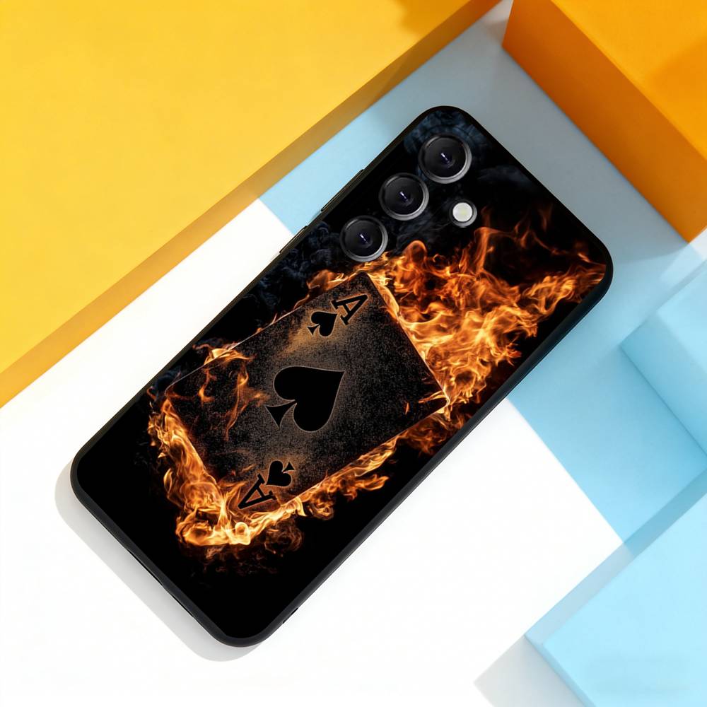 Poker Ace of Spades Phone Case For Samsung Galaxy A 22,71,53,52,51,72,73,5G,Note,J7,8,9 Soft Black Cover