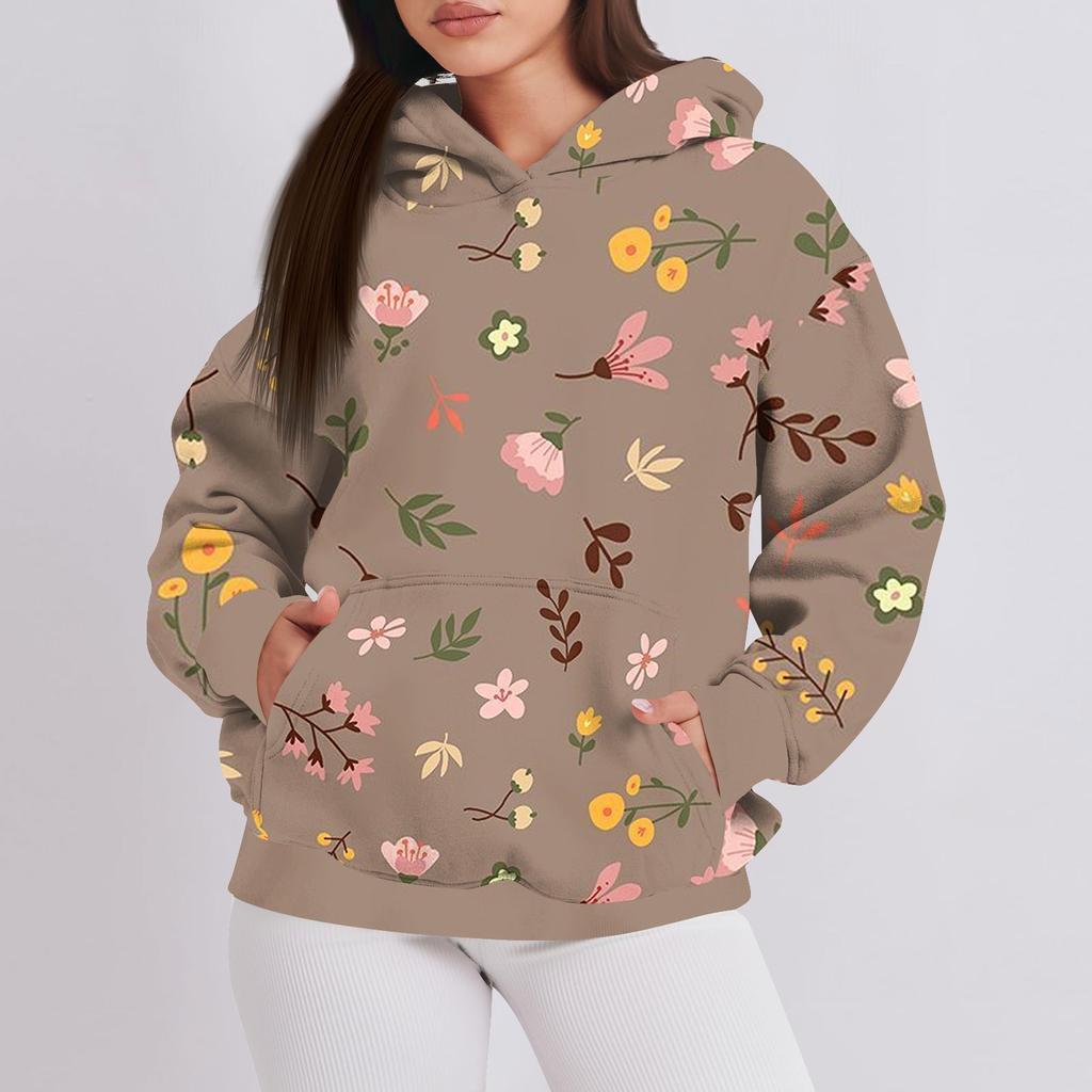 Женская мода повседневный пуловер с капюшоном толстовка с принтом длинный рукав толстовка