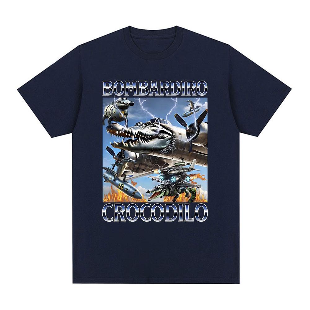 Bombardiro Crocodilo Crocodile Plane Bomber Funny Meme T-shirt Men's Women Casual Cotton Short Sleeve T Shirts Comfort T-shirts