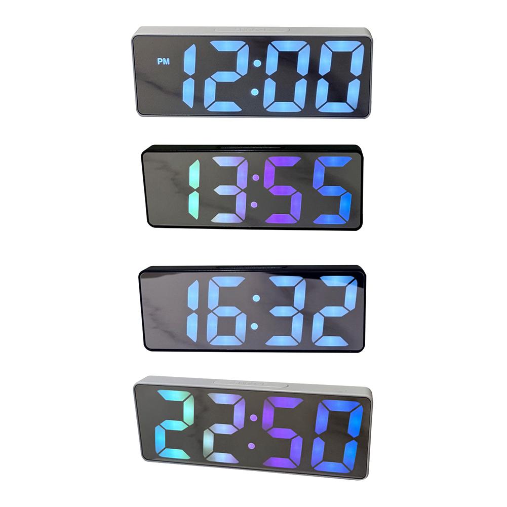 Digital LED Alarm Clock Mirror USB Battery Dual Power 2 Levels Adjustable Brightness Desk Clock For Office Travel