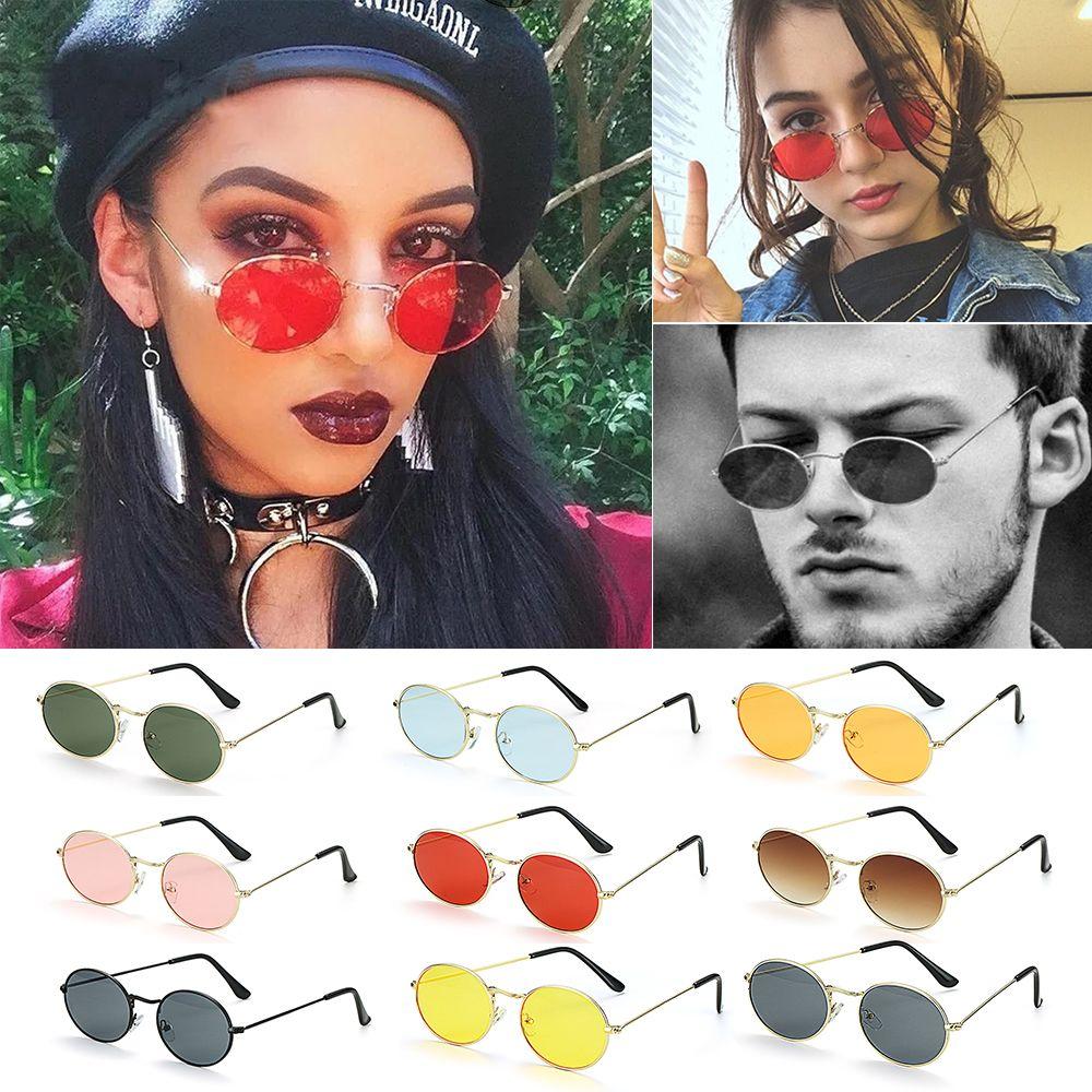 Unisex UV400 Metal Small Frame Gradient Mirror Glasses Oval Sunglasses Men's Shades Sun Glasses