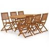 7-piece Folding Acacia Garden Set - VIDAXL - Natural - Weather-resistant