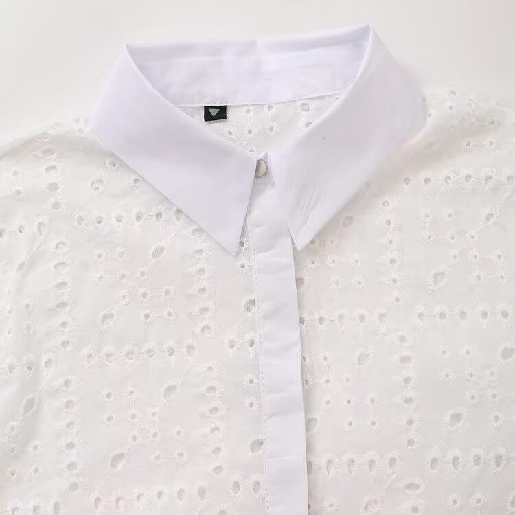 European and American style, new women's clothing, foreign style, fashionable style, hollow embroidered shirt 2859699