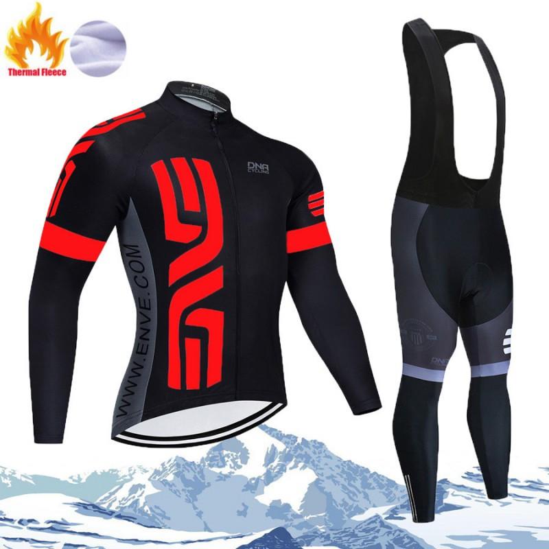 Winter Thermal Fleece Cycling Jersey Pants Set Men Women Warm Breathable Moisture-Wicking Long Sleeve Kit