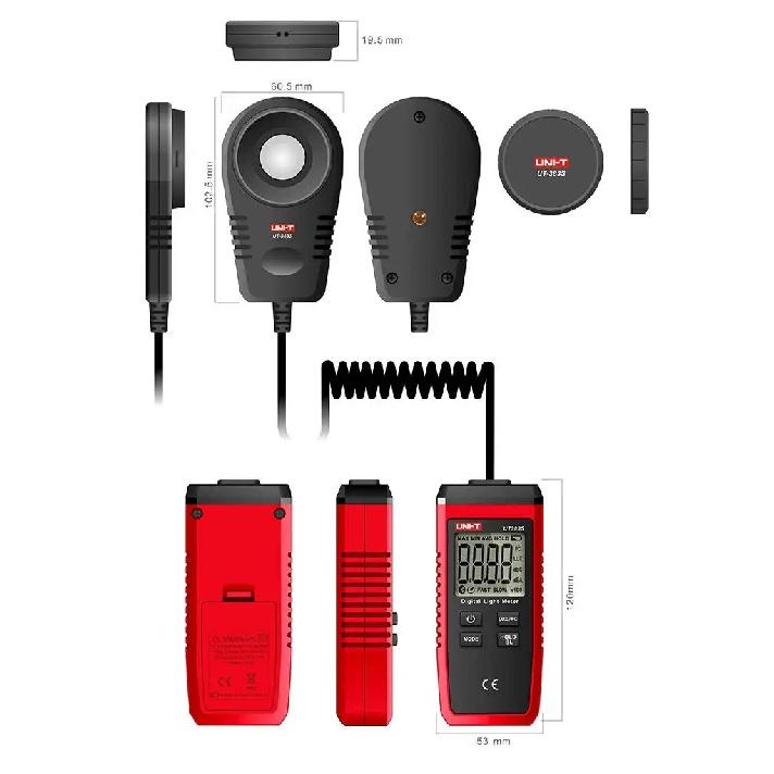 UNI-T UT383S Light Meter Luxmeter Digital 200,000 LUX Luminance Lux Fc Test Max Min Illuminometers Professional Photometer