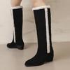 Women's Low-heeled Boots Autumn and Winter New Comfortable and Warm Thick-heeled Large-size Plush Medium Boots