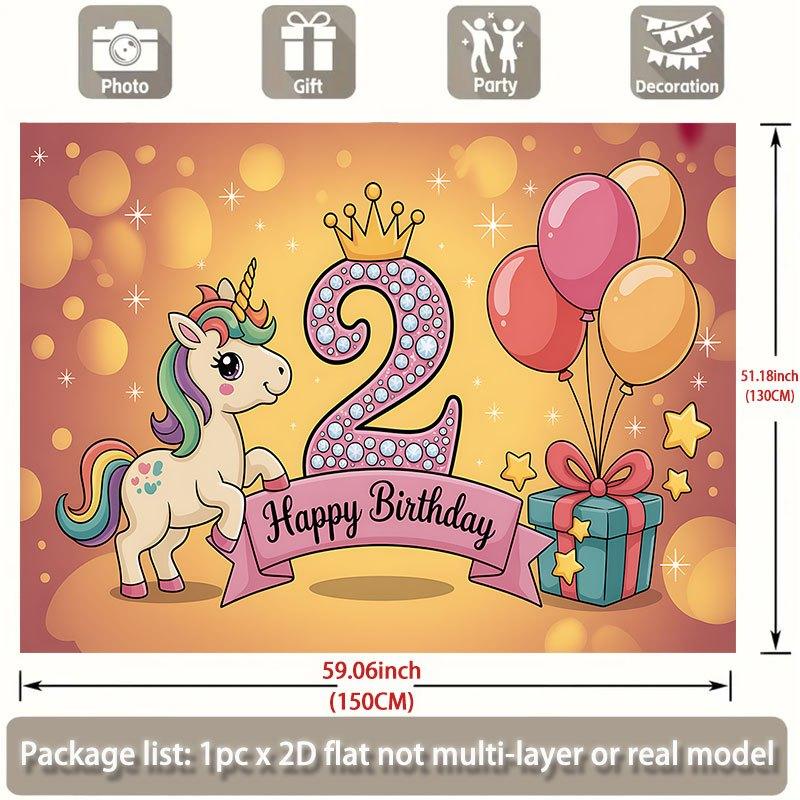 Party Backdrop Unicorn Flat Second Events Wedding Coming Ceremony Four Season Photo Background Decor Front Door Decor