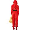 Adult Women Christmas Santa Claus New Year Xmas Red Elf Hooded Jumpsuit Belt Sets Halloween Role Play Dress Up Cosplay Costume