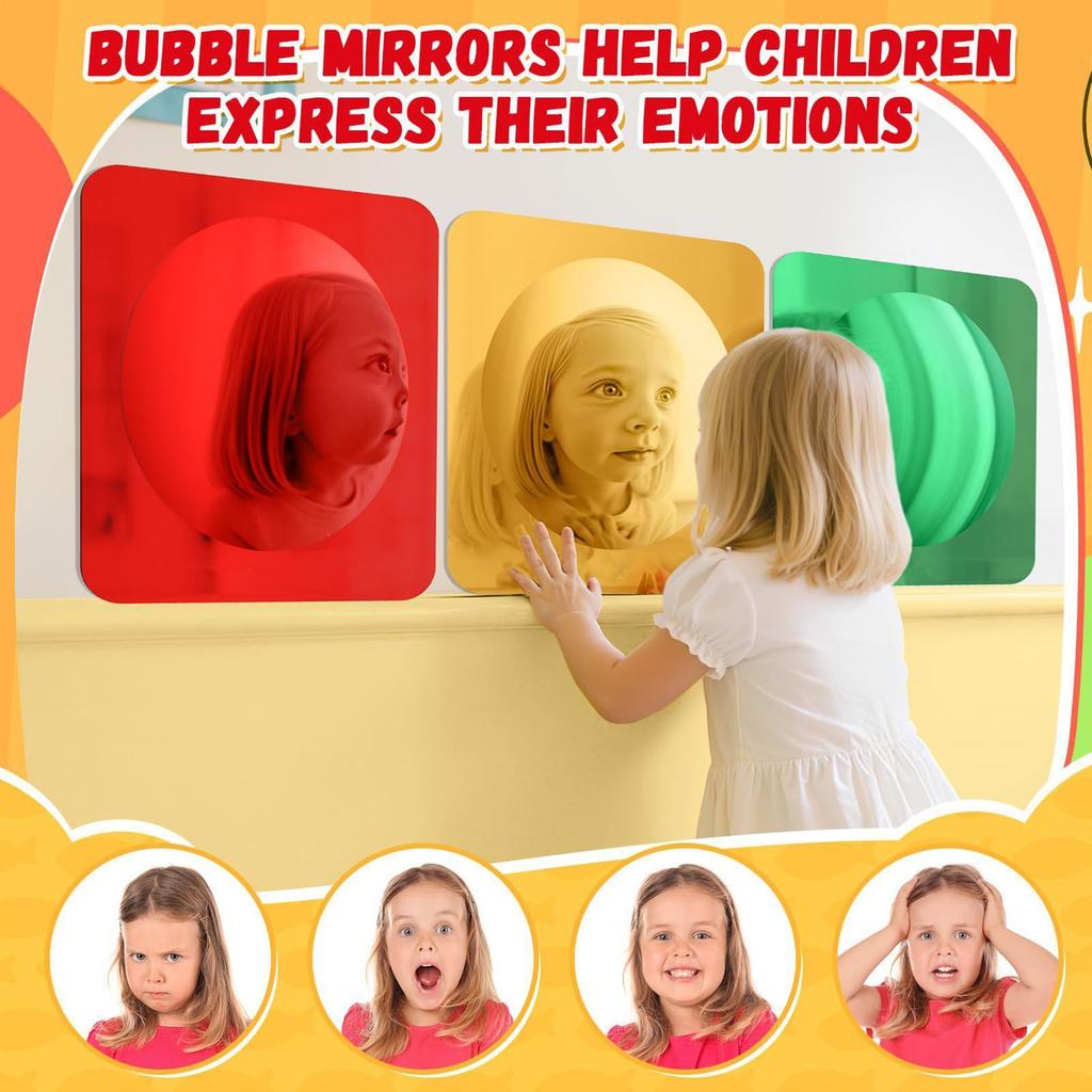Зеркало с пузырьками, сенсорное, забавные интерактивные игрушки из 3 частей, акриловое сенсорное зеркало с пузырьками для исследования чувств, тактильное