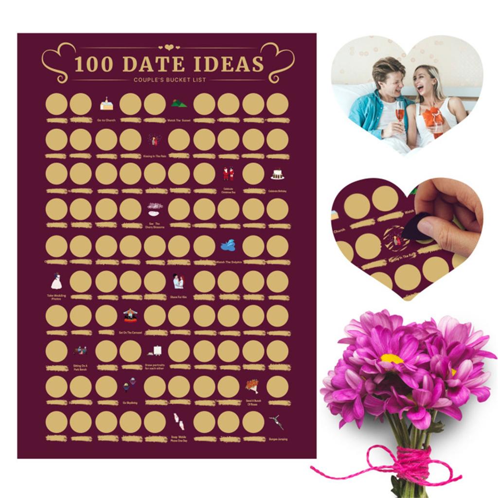100 Date Ideas Scratches Off Poster Adventure Challenge Couple Gift Bucket List Adventure Challenge Bucket List Date Night Ideas