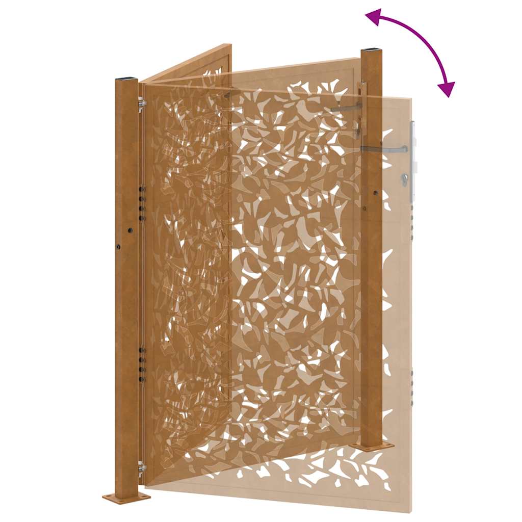 Garden Gate 100 x 125 cm Weathering Steel Leaf Design