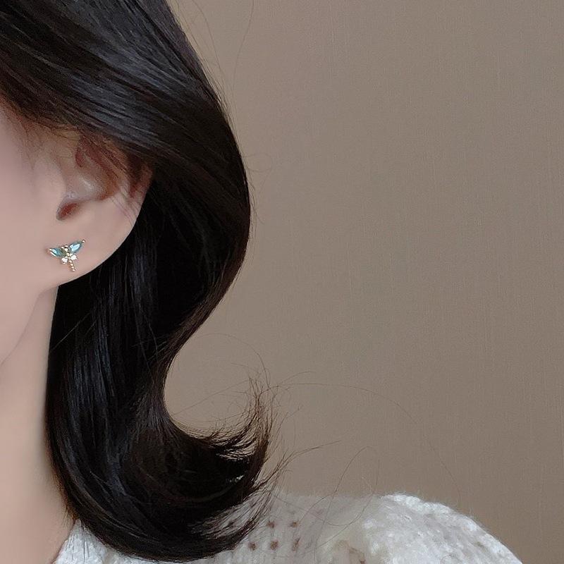 Insect Stud Earrings for Women Zircon Dragonfly Earrings Small Exquisite Design Jewelry Female Simple Accessories Girls Gift Butterfly Stud Earrings