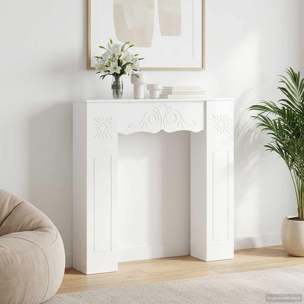Fireplace Surround High Gloss White 102 x 20 x 102 cm Engineered Wood