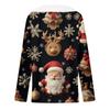 Женский длинный рукав рождественский принт вечеринка плюшевый воротник широкий повседневный V-образный вырез топ