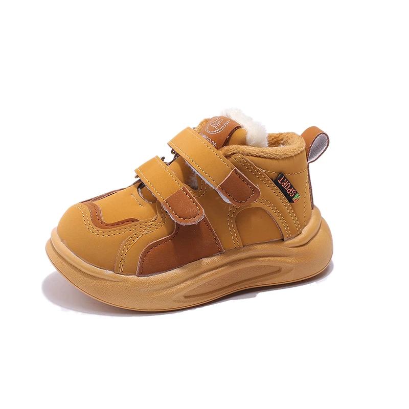 Boys Casual Sport Shoes Winter Warm Britain Style Girls Casual Shoes Double Hook & Loop Children Fashion Leather Shoes 2024 New