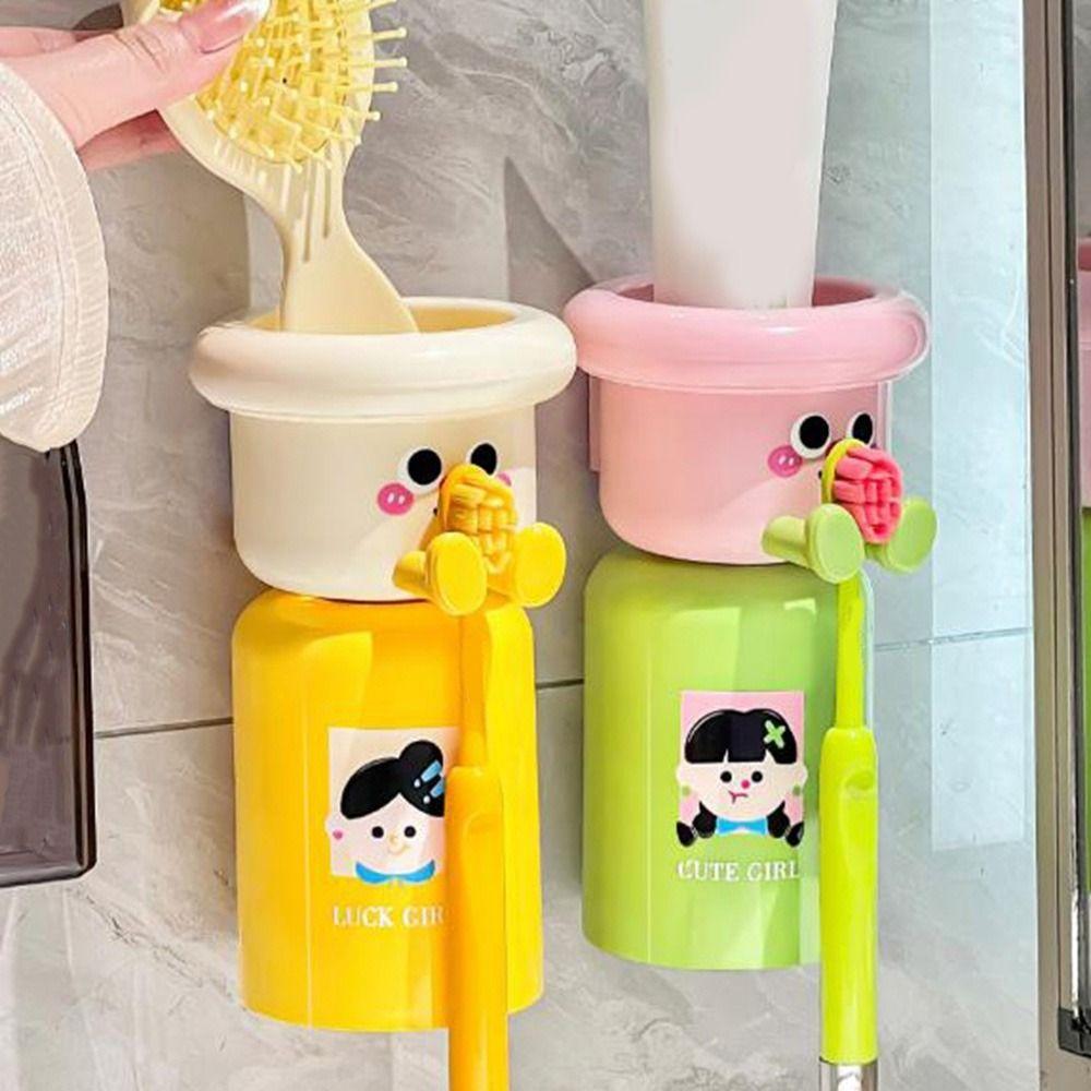 Милый держатель для зубных щеток без пробивания отверстий, дофаминовый набор детских стаканчиков для зубных щеток для дома