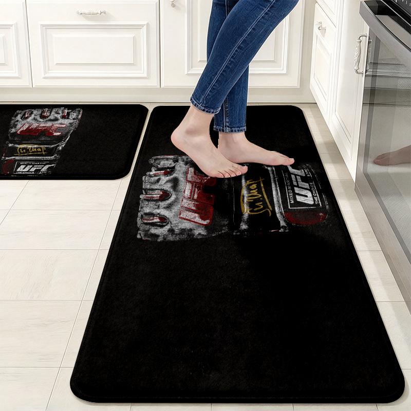 UFC Print Flannel Kitchen Mat Christmas Soft Area Rug Non Slip Floor Carpet Home Decoration