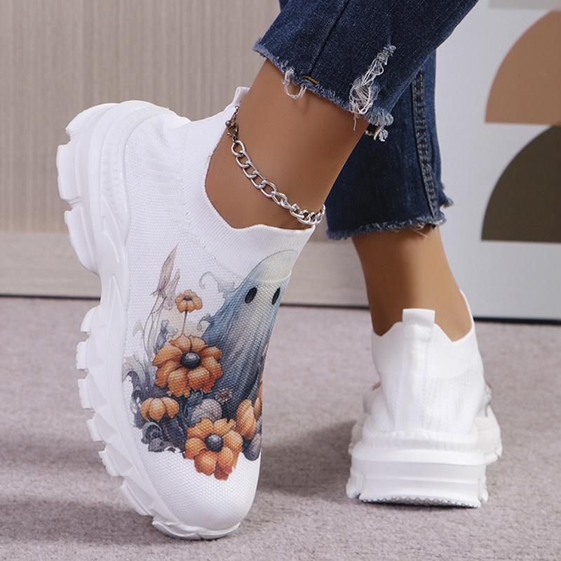 Высококачественные кроссовки с цветочным принтом, женские, больших размеров, дышащие, на платформе, женские, с толстой подошвой, вулканизированные туфли