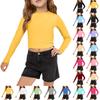 Укороченные топы для девочек, футболки с длинным рукавом, модный топ