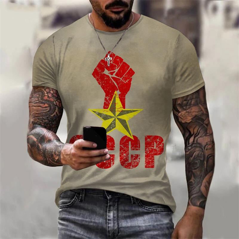 Летние футболки Россия СССР Советский Союз 3D-принт Мужские Женские Футболка с коротким рукавом Харадзюку Y2k Футболка