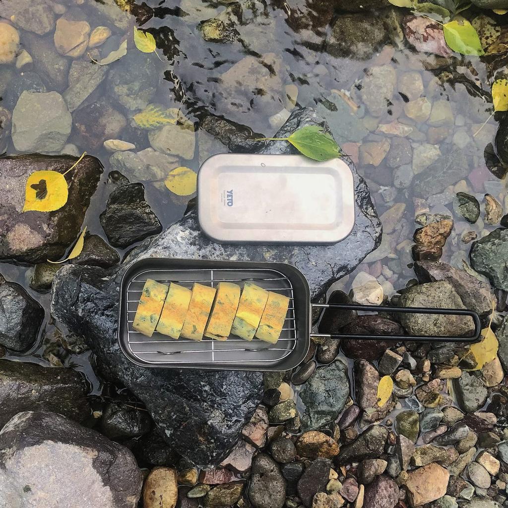 Легкий набор для приготовления пищи yETO Mestin Titanium с канавкой для предотвращения проливания для кемпинга и предотвращения стихийных бедствий, 2 чашки