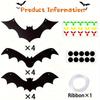12Pcs Halloween Hanging Bat Decorations - Plastic Flying Bats with Light-Up Eyes, Suitable for Outdoor Front Door Yard Tre