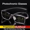 Titanium Transition Pochromic Progressive Reading Glasses Men Hyperopia Presbyopia Diopters Outdoor Presbyopia Lens Eyewears