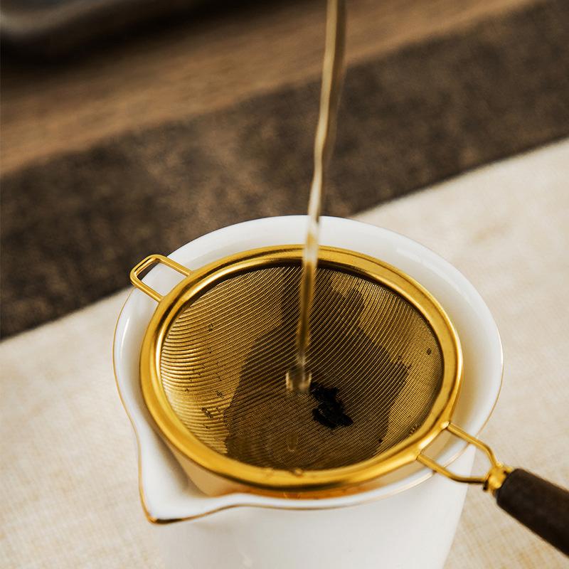 Wooden Handle Reusable Tea Strainer Stainless Steel Fine Leak Mesh Sieve Tea Leaf Infuser Coffee Filters Teapot Accessories