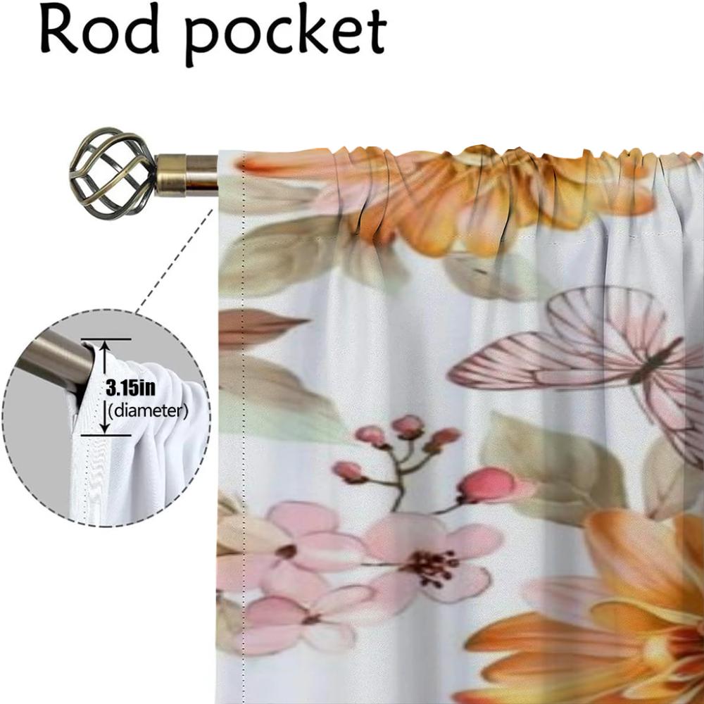 Curtains for Living Room Curtain for Room 2 Panel Beauty Flowers Home Interior Curtains Shades Partition Halloween Decoration