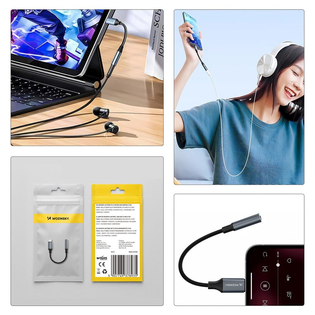 Переходник iPhone Lightning - mini jack 3.5mm - черный