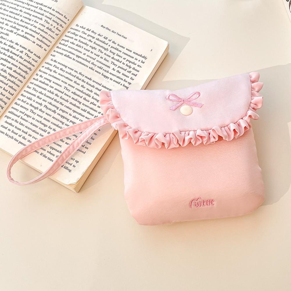 Bowknot Sanitary Napkin Storage Bag Cotton Cloth Bow Makeup Bag Creative Mini Cosmetic Bag Women
