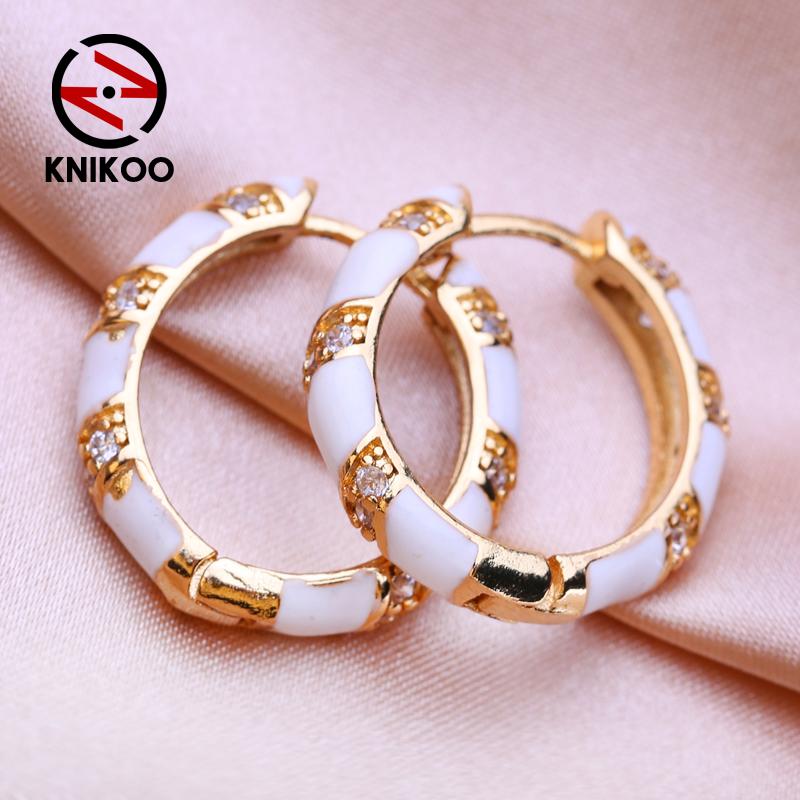 KNIKOO Круглые серьги-клипсы для женщин, модные серьги-кольца, ювелирные изделия для свадебных подарков, серьги с кубическим цирконием CZ