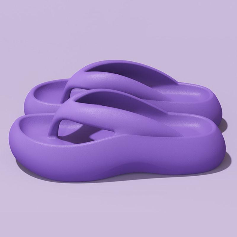 Летние мягкие шлепанцы женские с клипсой на мыске, толстые тапочки-облака, женские однотонные сандалии на толстой платформе