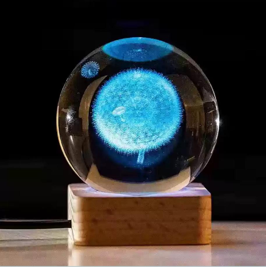 Декоративная лампа на День святого Валентина, 3D хрустальный шар, светящийся светодиодный ночник, декор для спальни, ночник с галактикой и луной, подарок для пары детей