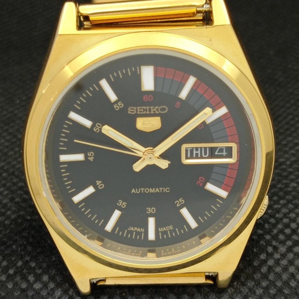 ВОССТАНОВЛЕННЫЕ ВИНТАЖНЫЕ ЧАСЫ SEIKO 5 AUTO 6309A JAPAN MENS DAY/DATE ЧЕРНЫЕ a309510-9