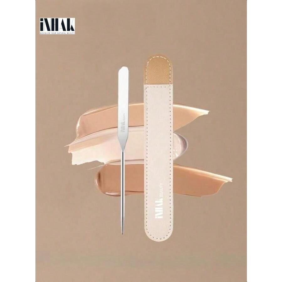 INHAK Stainless Steel Cosmetic Spatula - Professional Mixing Tool for Foundation, Cream & Skincare