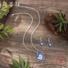 Luxury new color painting oil love earrings pendant set, imitation diamond heart-to-heart earrings necklace set
