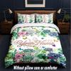 Floral Theme Custom Text Or Name 3Pcs Bedding Set,1 Flat Sheet & 2 Pillowcases Personalized Home Bedding