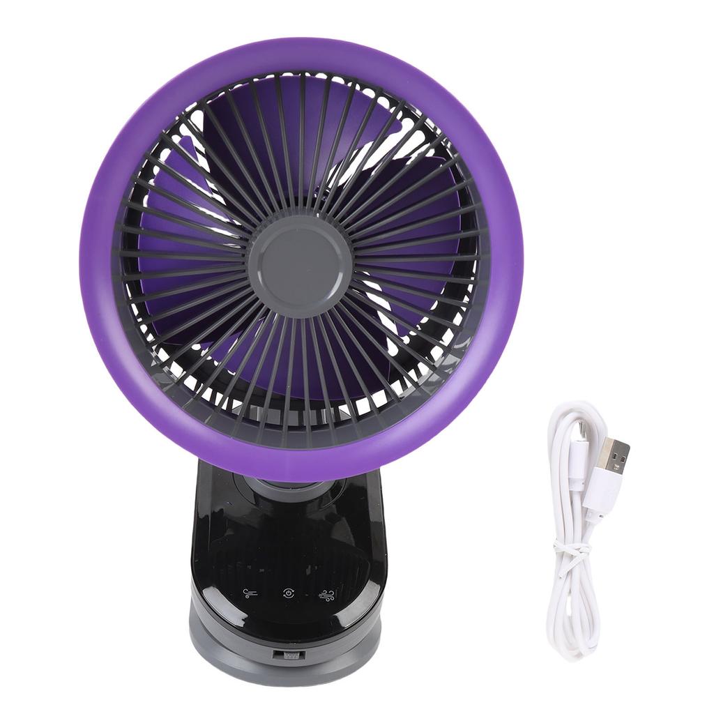 Auto Oscillating Fan 100 Speeds Low Noise Type C Charging Small Desk Fan with Touch Buttons and LED Display Screen