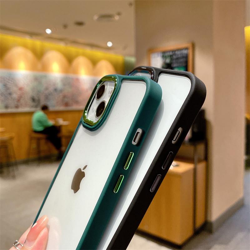Прозрачный металлический чехол с рамкой объектива для Iphone 14 13 12 11 Pro Xs Max Xr X 14plus прозрачный силиконовый противоударный чехол для телефона Funda