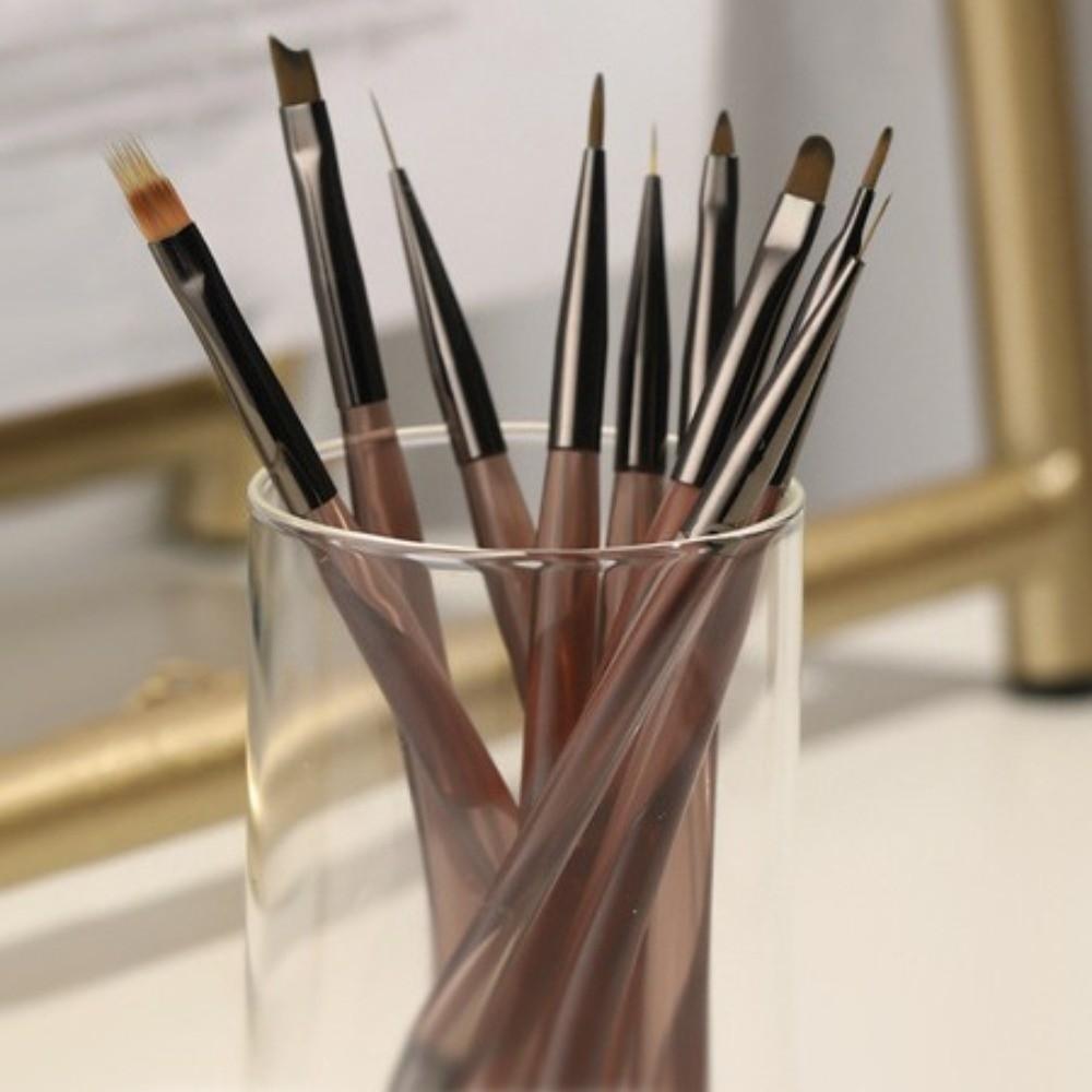 9Pcs/set Semi-transparent Nail Art Brush Professional Gradient Flower Drawing Pen Manicure Salon