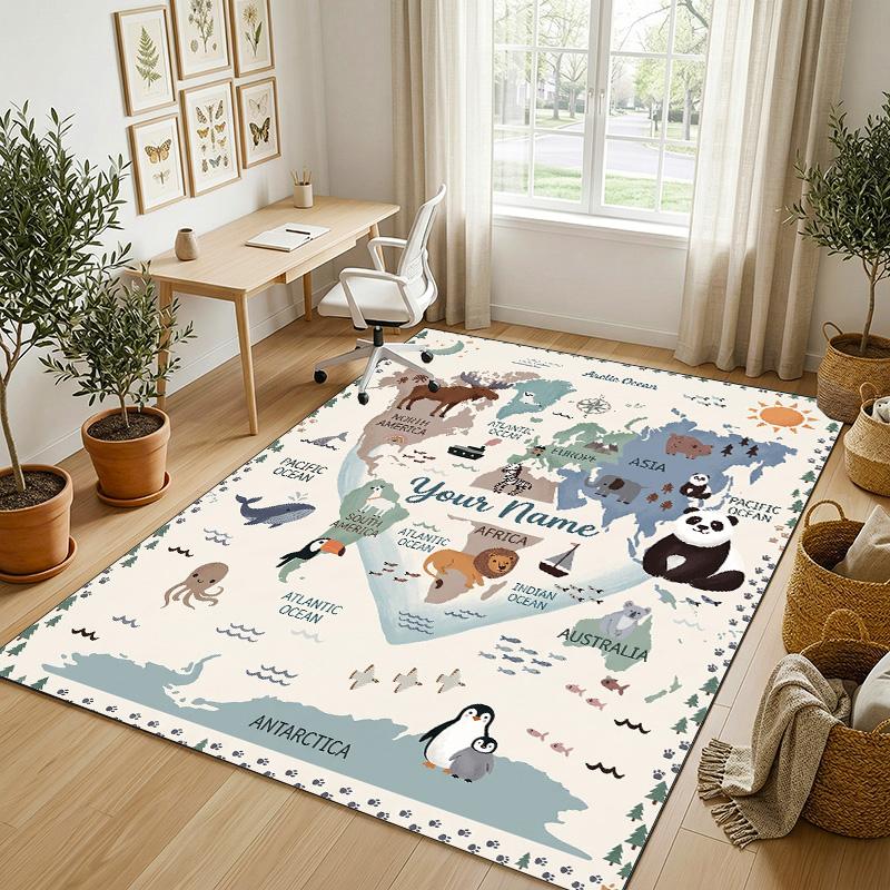 Adventure Journey Theme Crystal Velvet Rug Personalized Custom Name Text Soft Floor Mat Home Decor